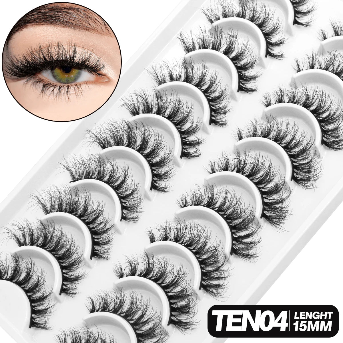 GROINNEYA 5/10 pairs 3D Mink Lashes Faux Mink Fluffy Lash Soft Full Thick Wispy Eyelash Dramatic False Eyelashes Makeup