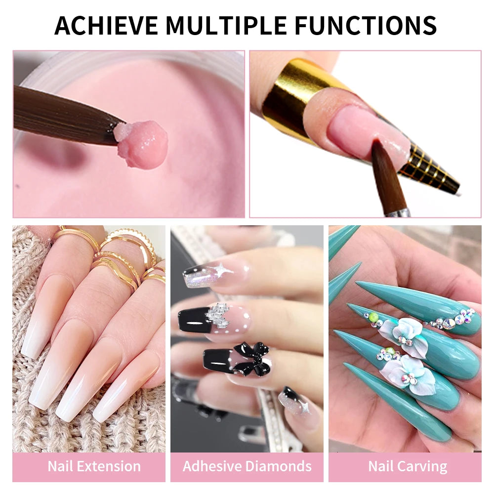 120g Acrylic Powder with Clear Pink White 3 Colors Nail Manicure Tips Nail Art Design Decoration Builder Tools