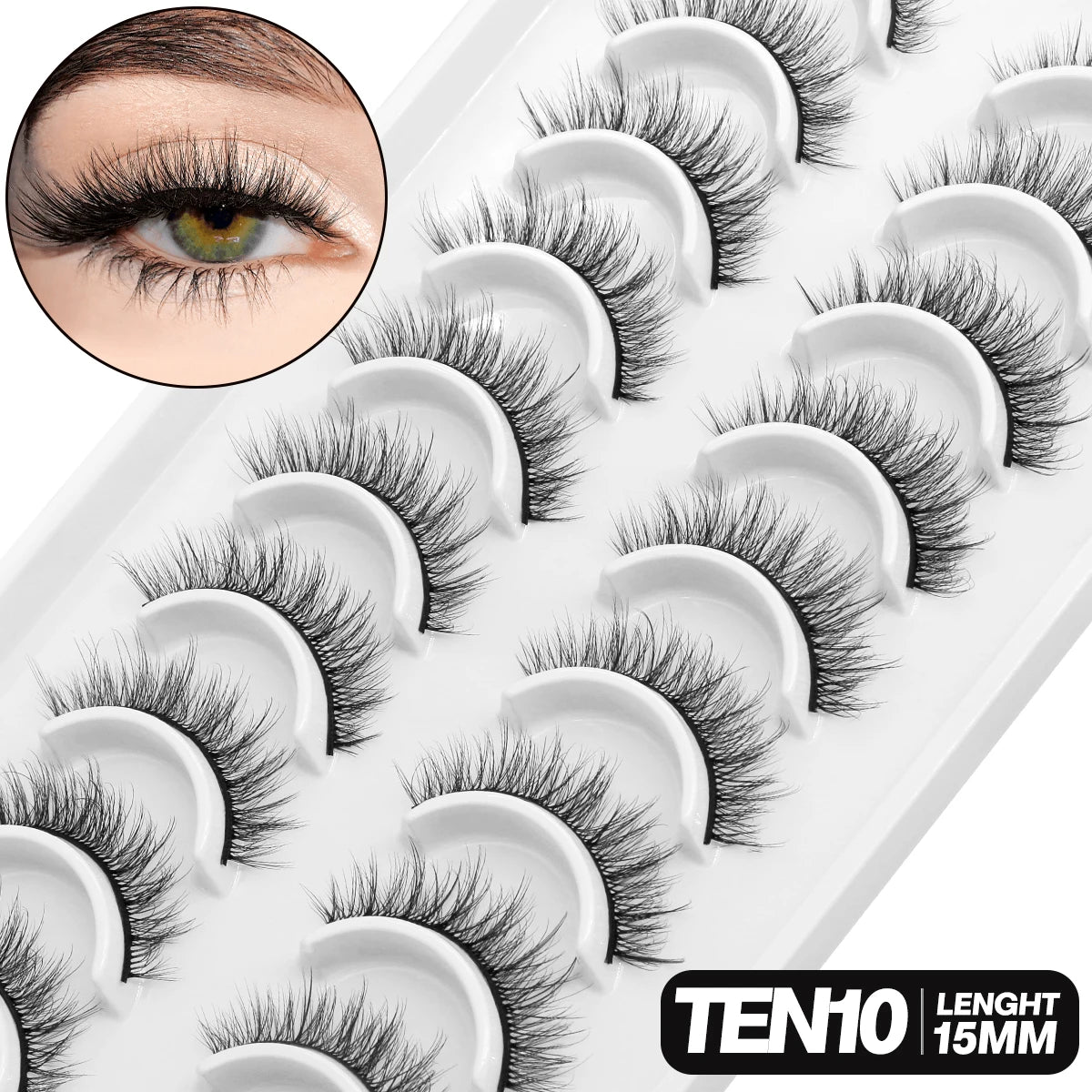 GROINNEYA 5/10 pairs 3D Mink Lashes Faux Mink Fluffy Lash Soft Full Thick Wispy Eyelash Dramatic False Eyelashes Makeup
