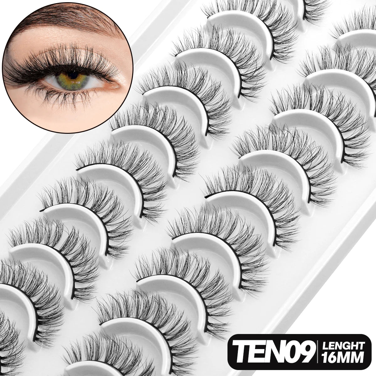 GROINNEYA 5/10 pairs 3D Mink Lashes Faux Mink Fluffy Lash Soft Full Thick Wispy Eyelash Dramatic False Eyelashes Makeup