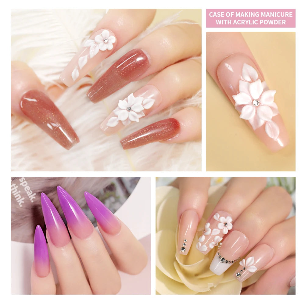 120g Acrylic Powder with Clear Pink White 3 Colors Nail Manicure Tips Nail Art Design Decoration Builder Tools